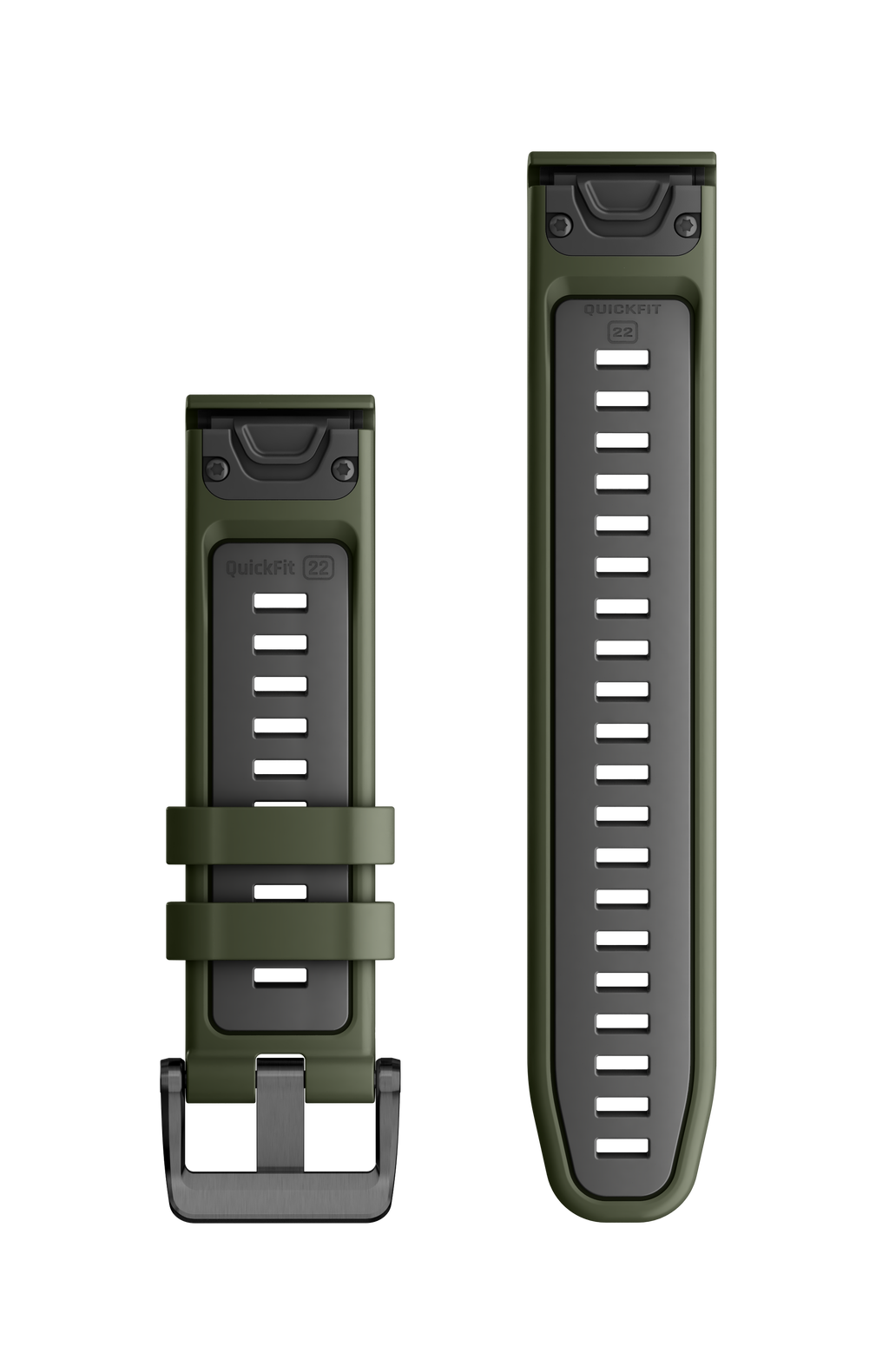 Correas de reloj QuickFit® 22  Silicona grafito/verde
