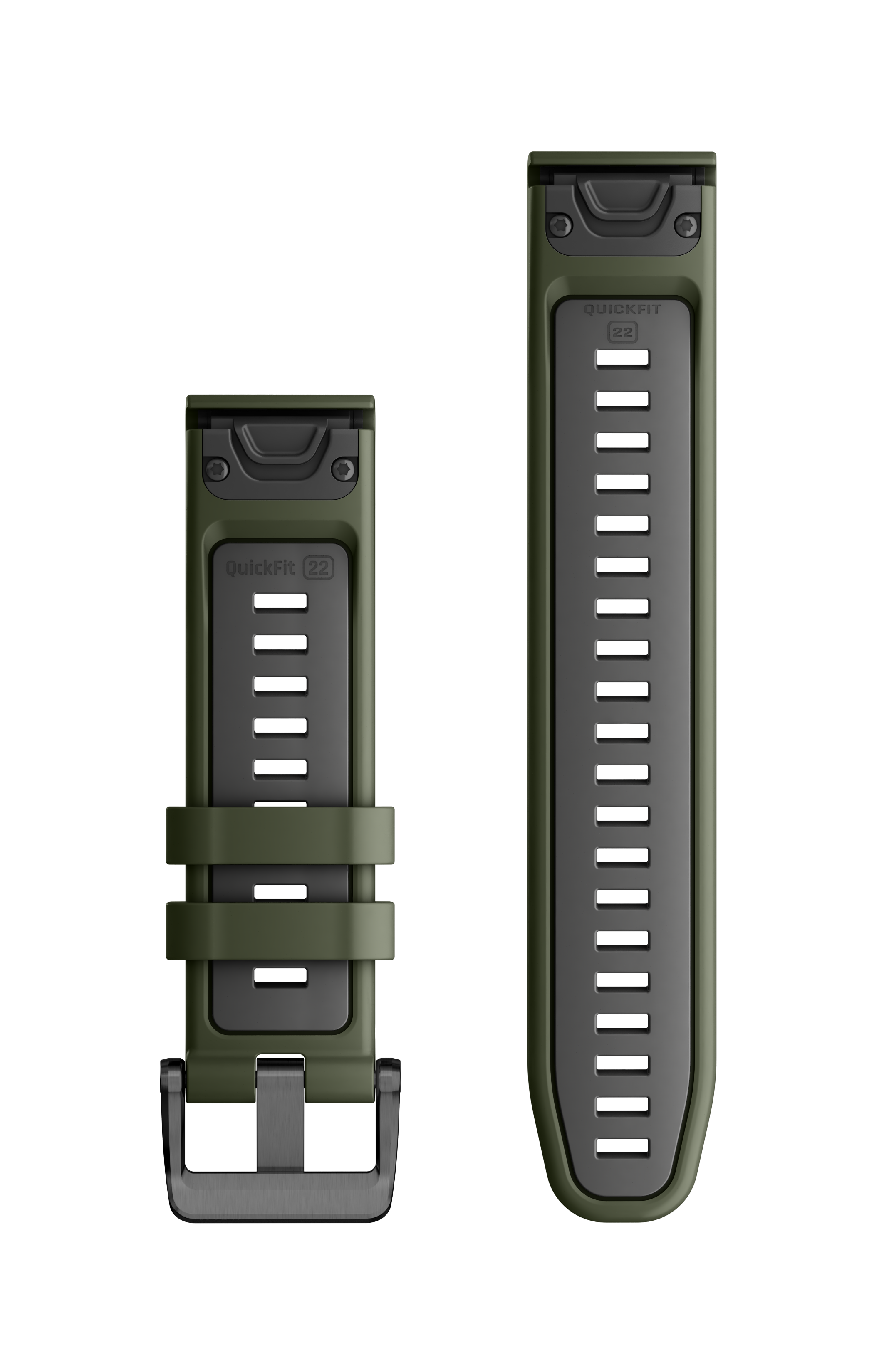 Correas de reloj QuickFit® 22  Silicona grafito/verde