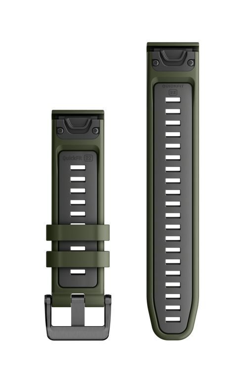 Correas de reloj QuickFit® 22  Silicona grafito/verde