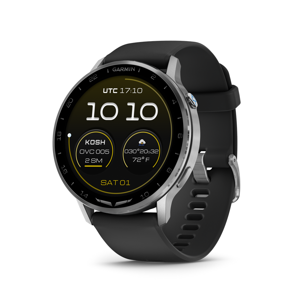 Garmin D2™ Air X15 plateado con correa de silicona negra
