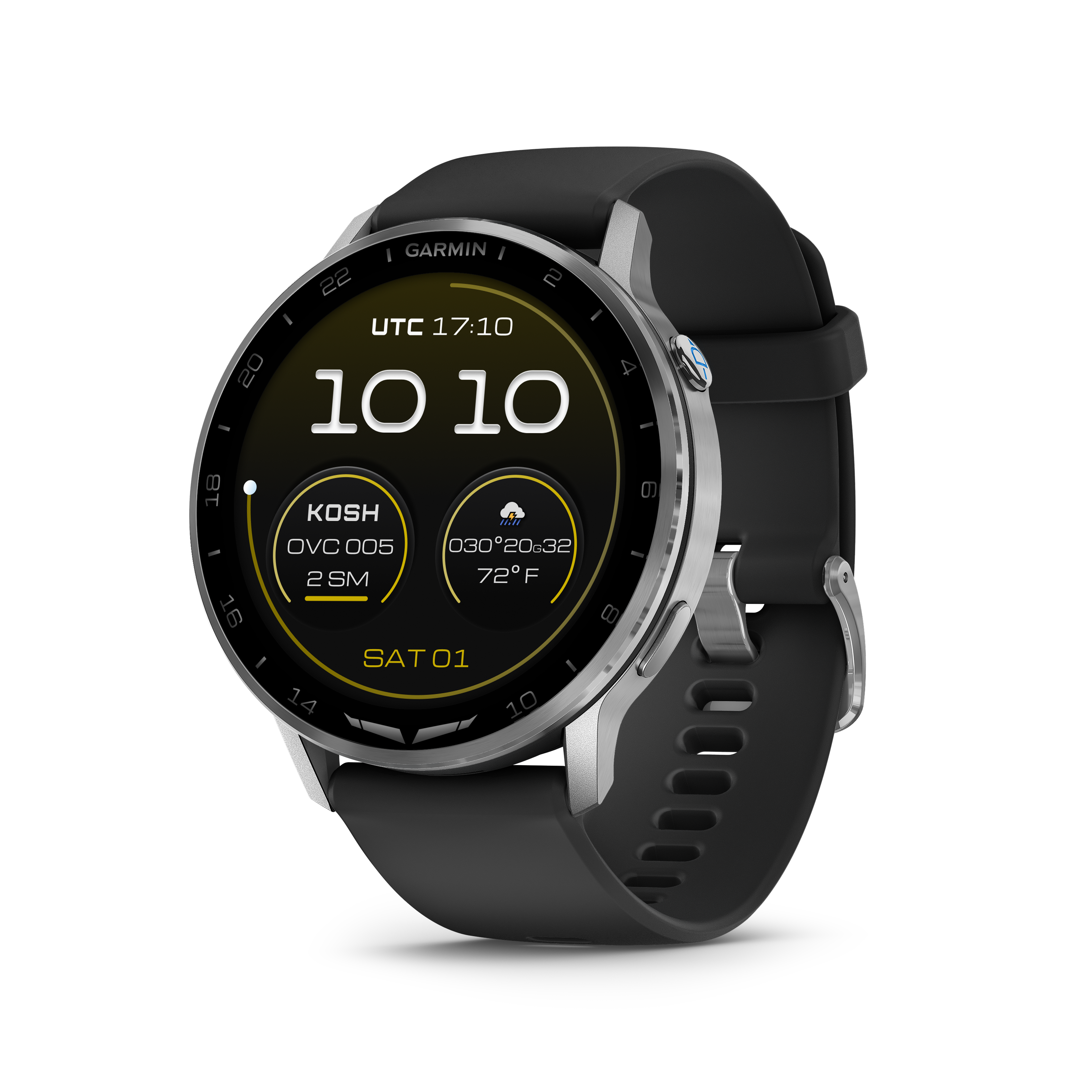 Garmin D2™ Air X15 plateado con correa de silicona negra