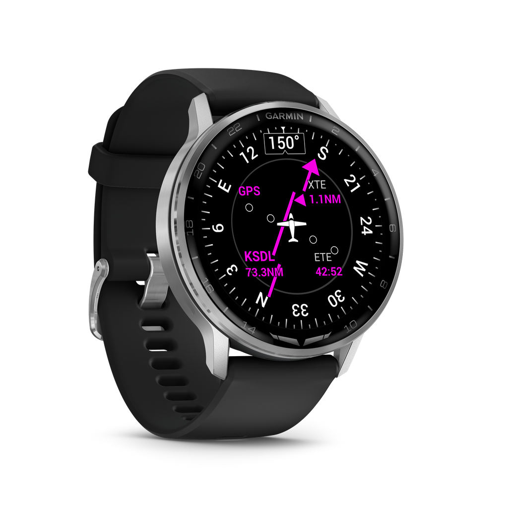 Garmin D2™ Air X15 plateado con correa de silicona negra