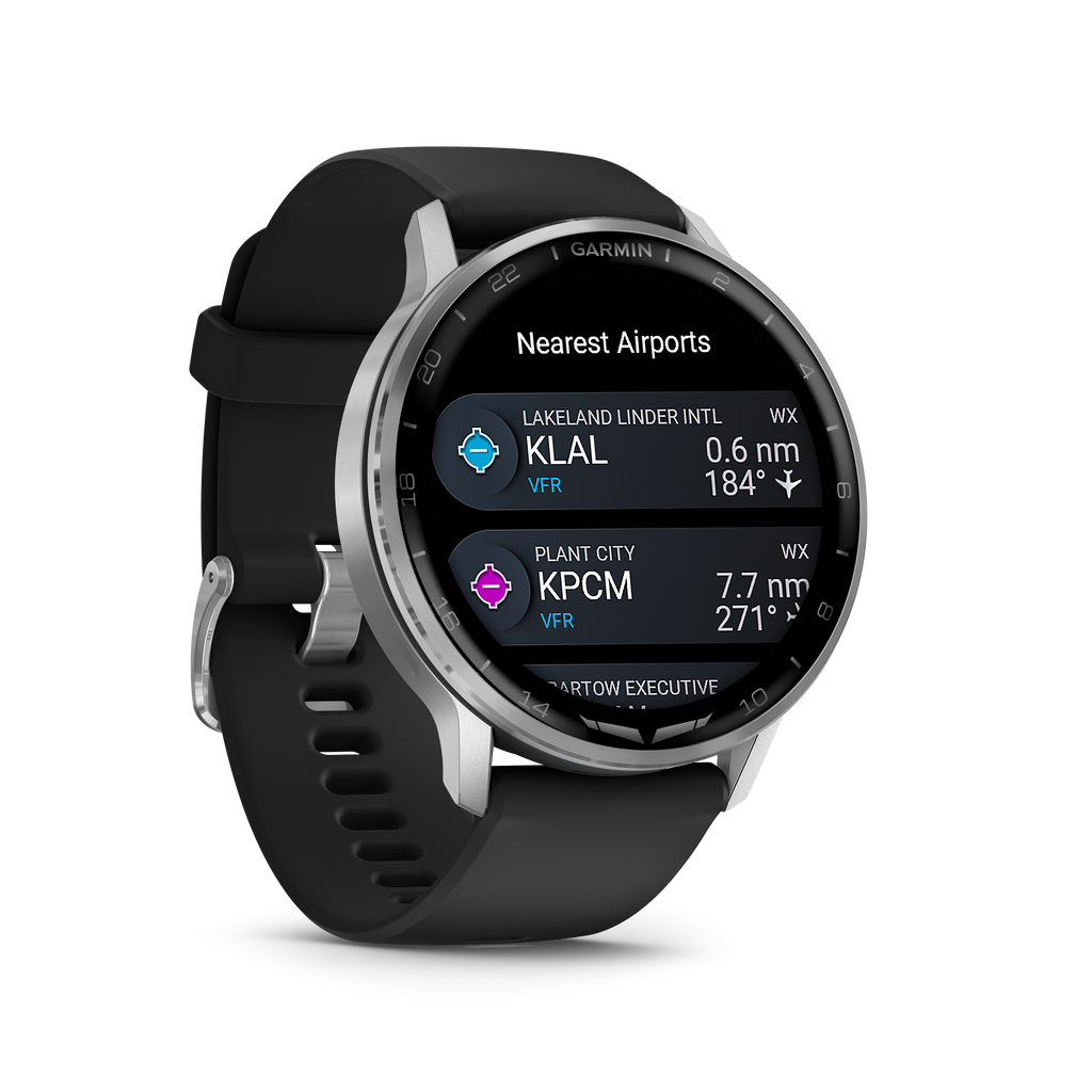 Garmin D2™ Air X15 plateado con correa de silicona negra