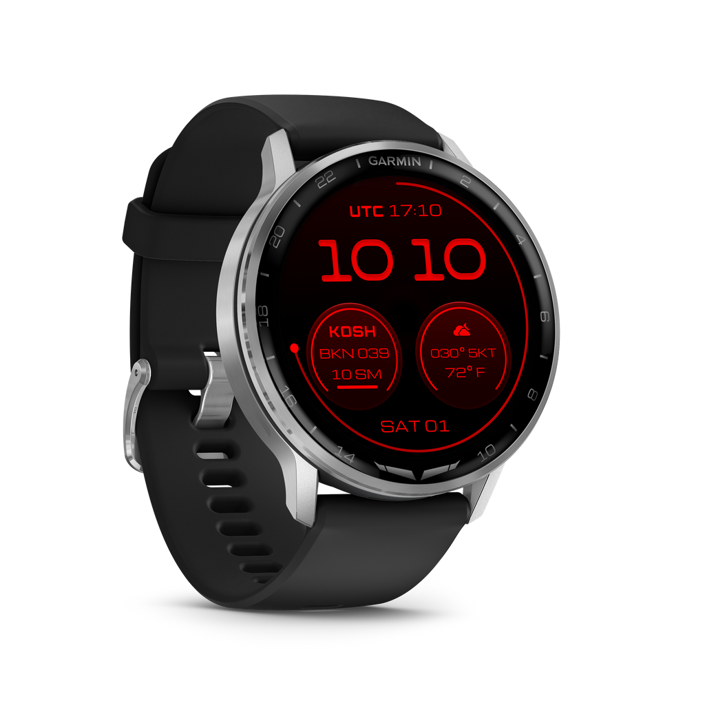 Garmin D2™ Air X15 plateado con correa de silicona negra