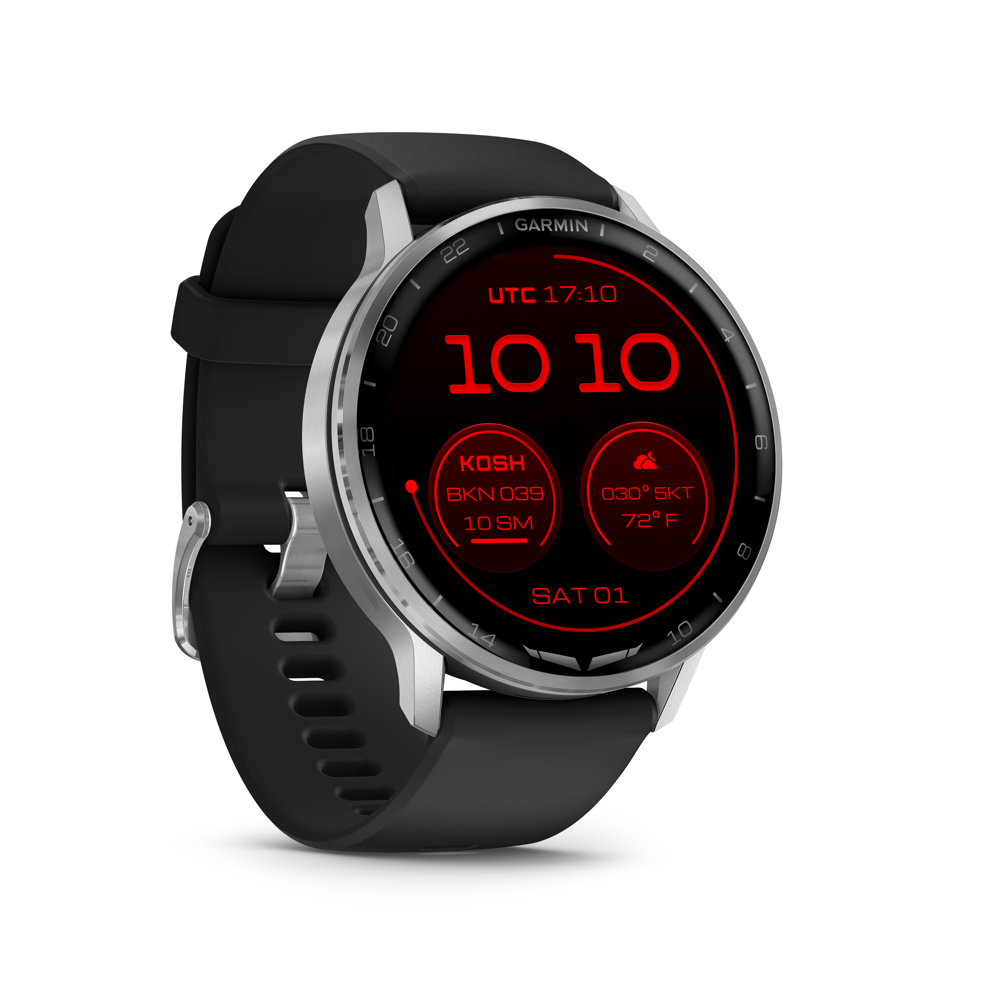 Garmin D2™ Air X15 plateado con correa de silicona negra