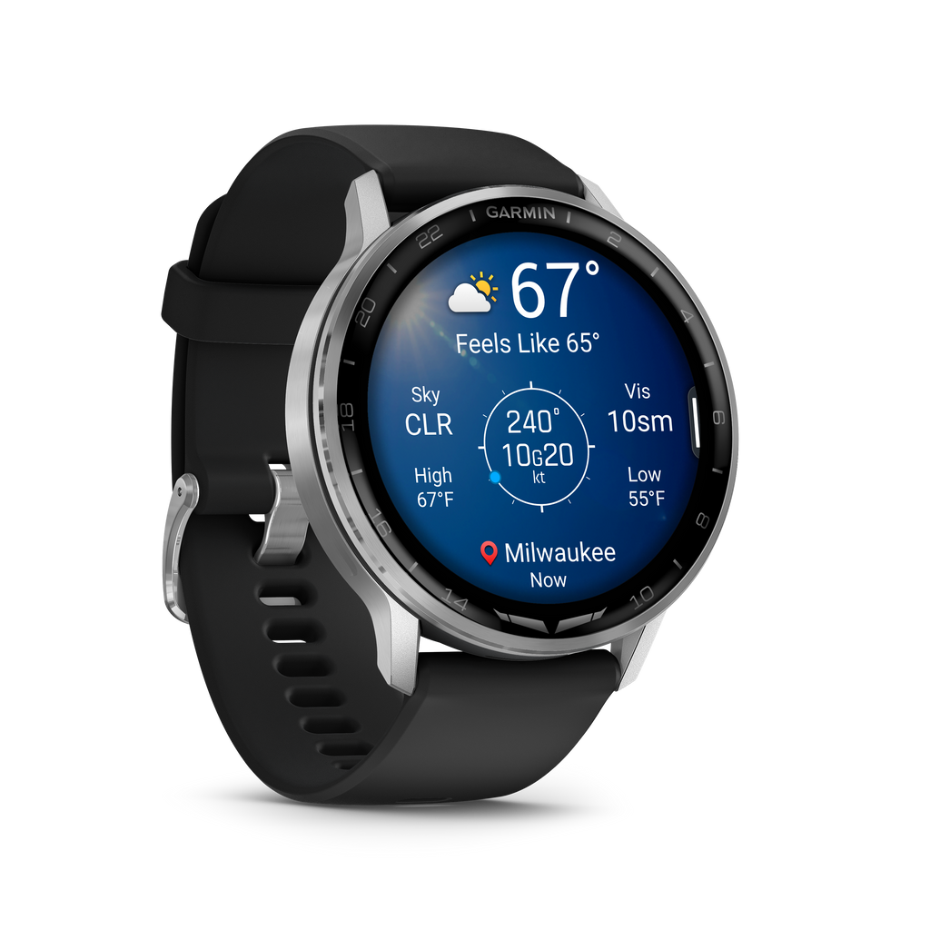 Garmin D2™ Air X15 plateado con correa de silicona negra