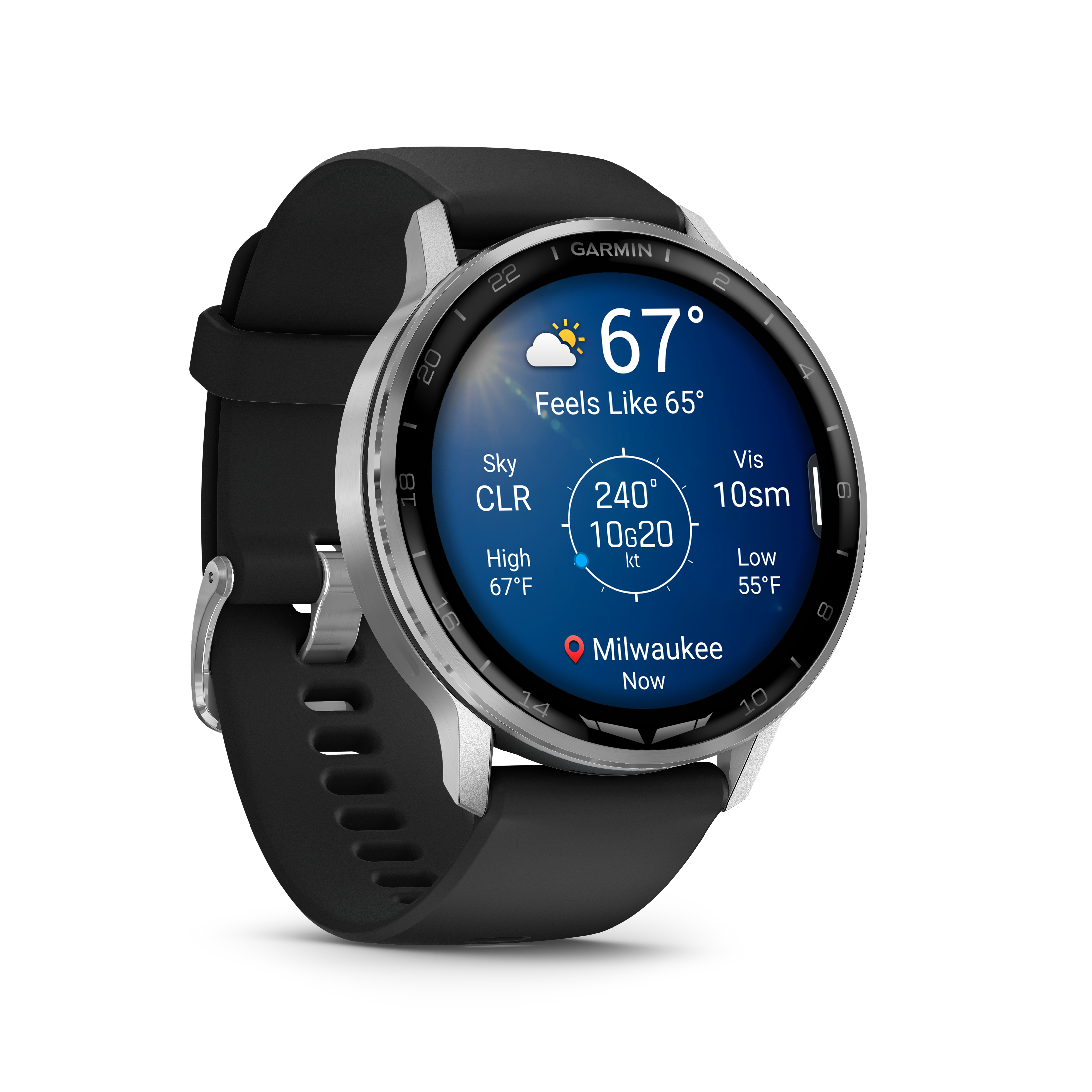 Garmin D2™ Air X15 plateado con correa de silicona negra