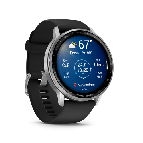 Garmin D2™ Air X15 plateado con correa de silicona negra