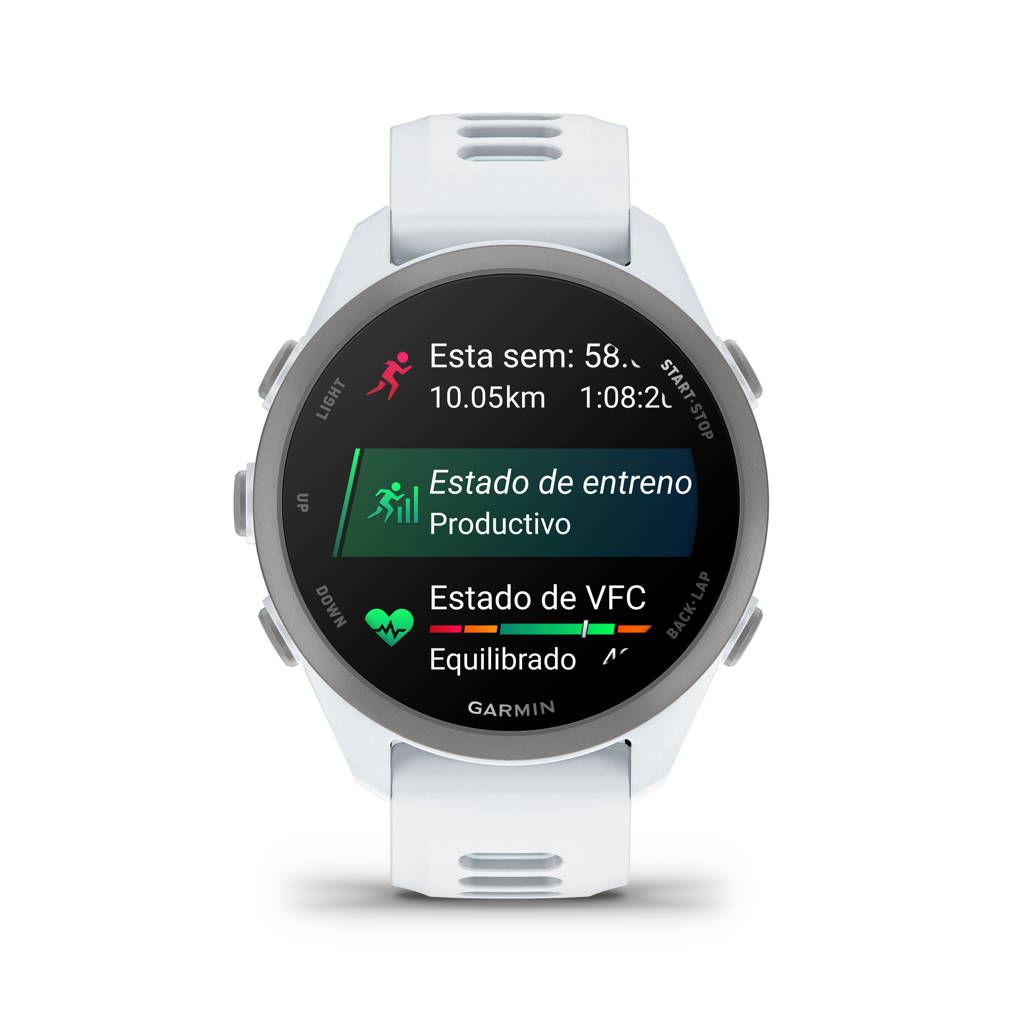 Forerunner® 170 Music Blanco piedra con correa en blanco piedra/azul nube