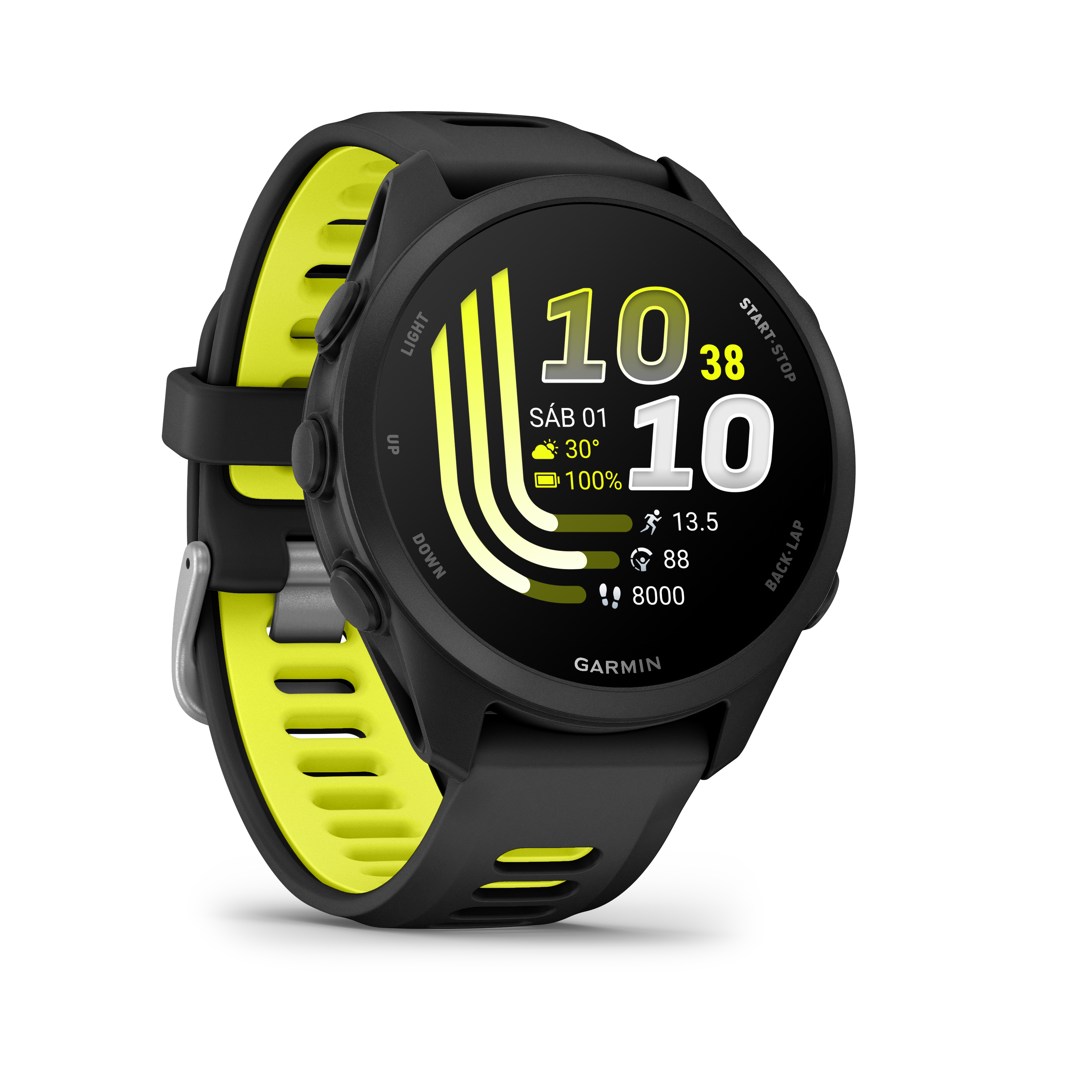 Forerunner® 170 Music Negro con correa en negro/amarillo intenso
