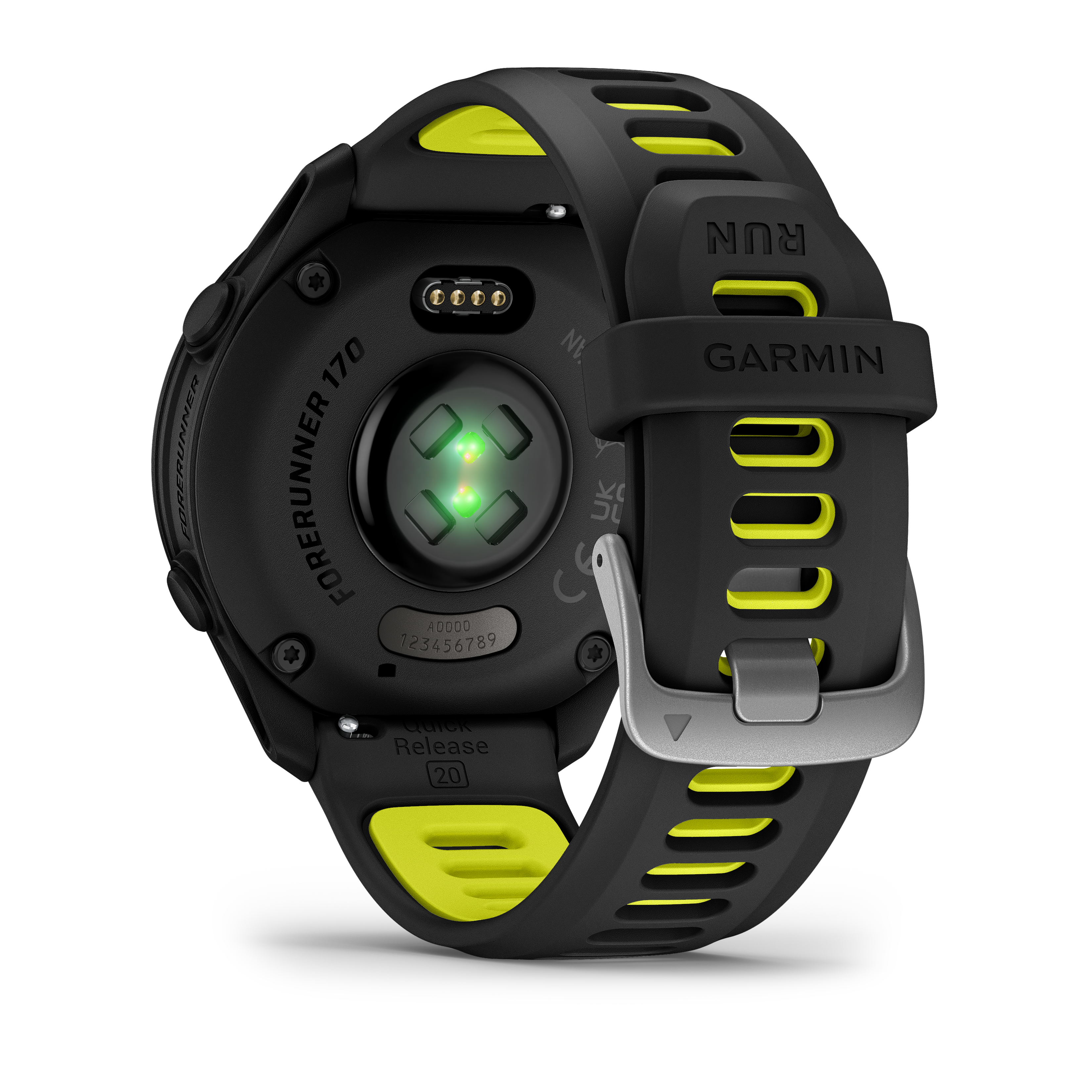 Garmin Forerunner® 170 Negro con correa en negro/amarillo