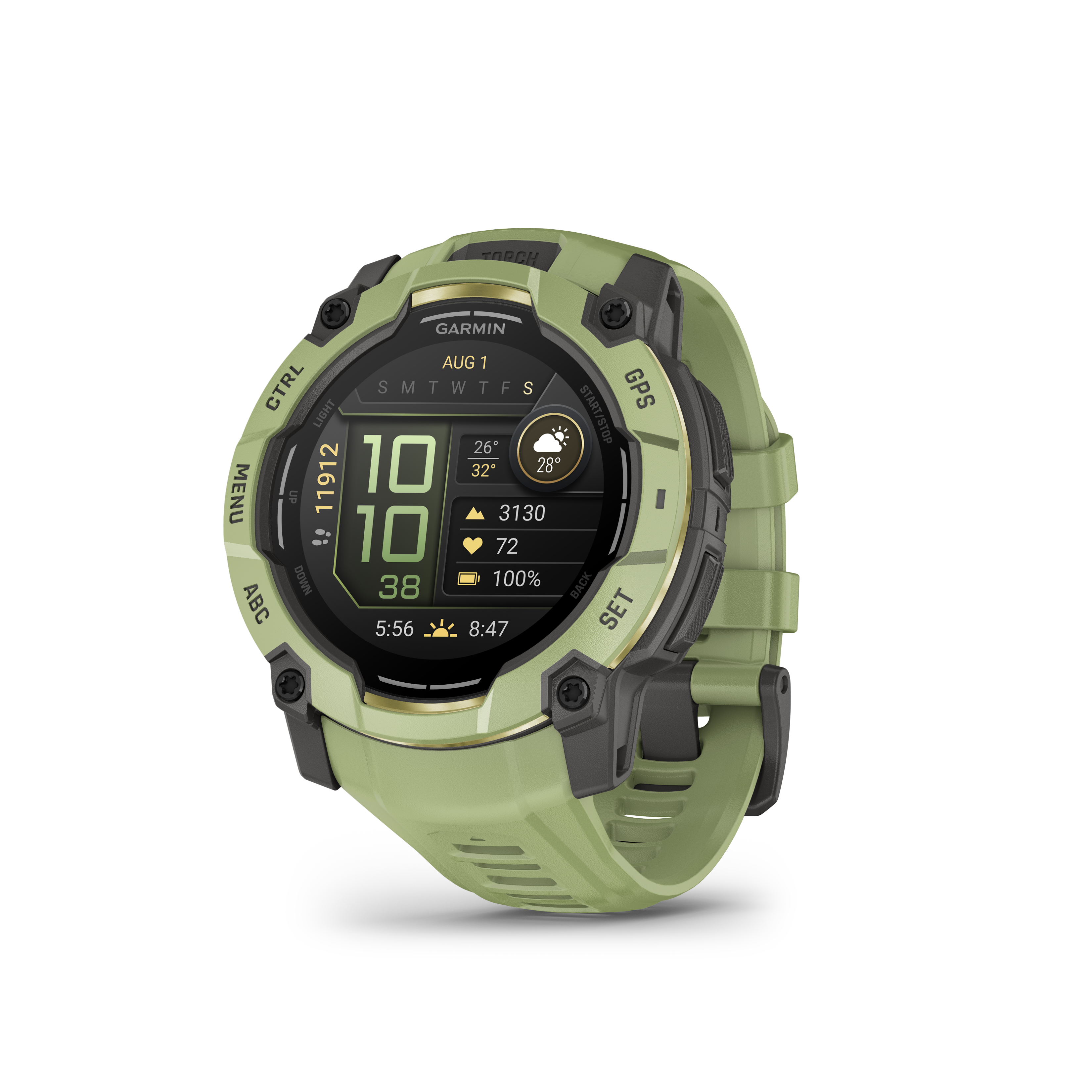 Garmin Instinct® 3 – 50 mm, AMOLED Verde helecho con correa en verde helecho