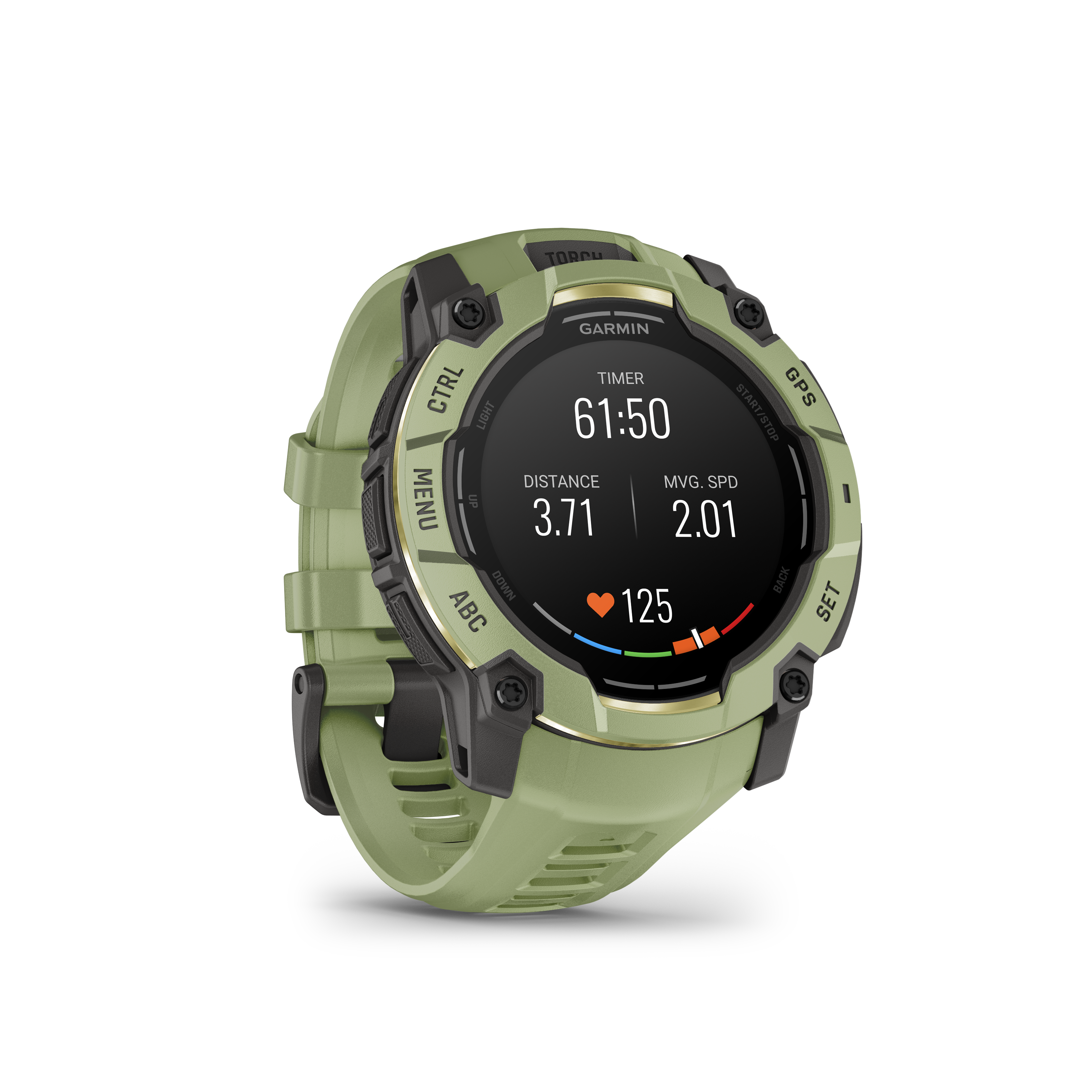 Garmin Instinct® 3 – 50 mm, AMOLED Verde helecho con correa en verde helecho