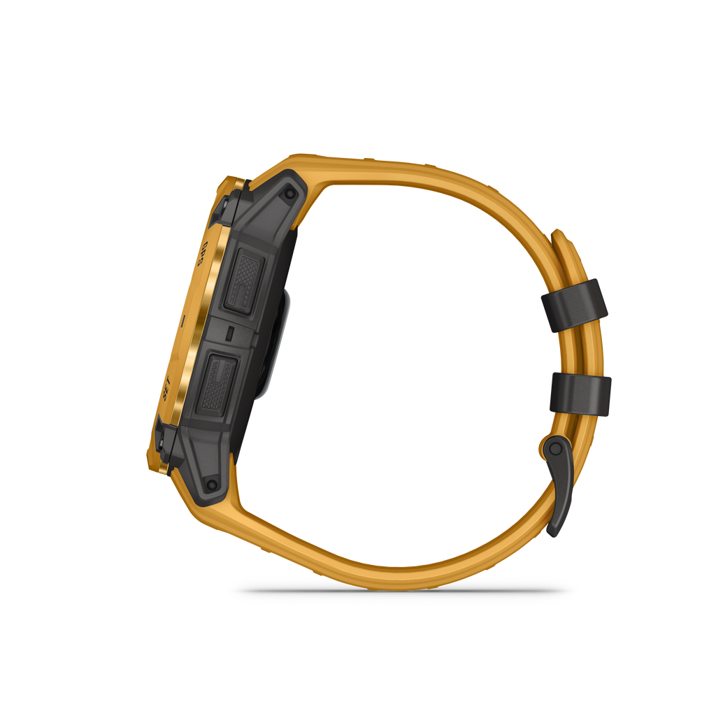 Garmin Instinct® 3 – 45 mm, Solar Amarillo ocre con correa en Amarillo ocre/gris
