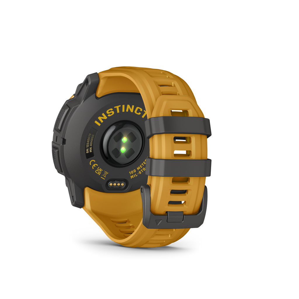 Garmin Instinct® 3 – 50 mm, Solar Amarillo ocre con correa en Amarillo ocre/gris