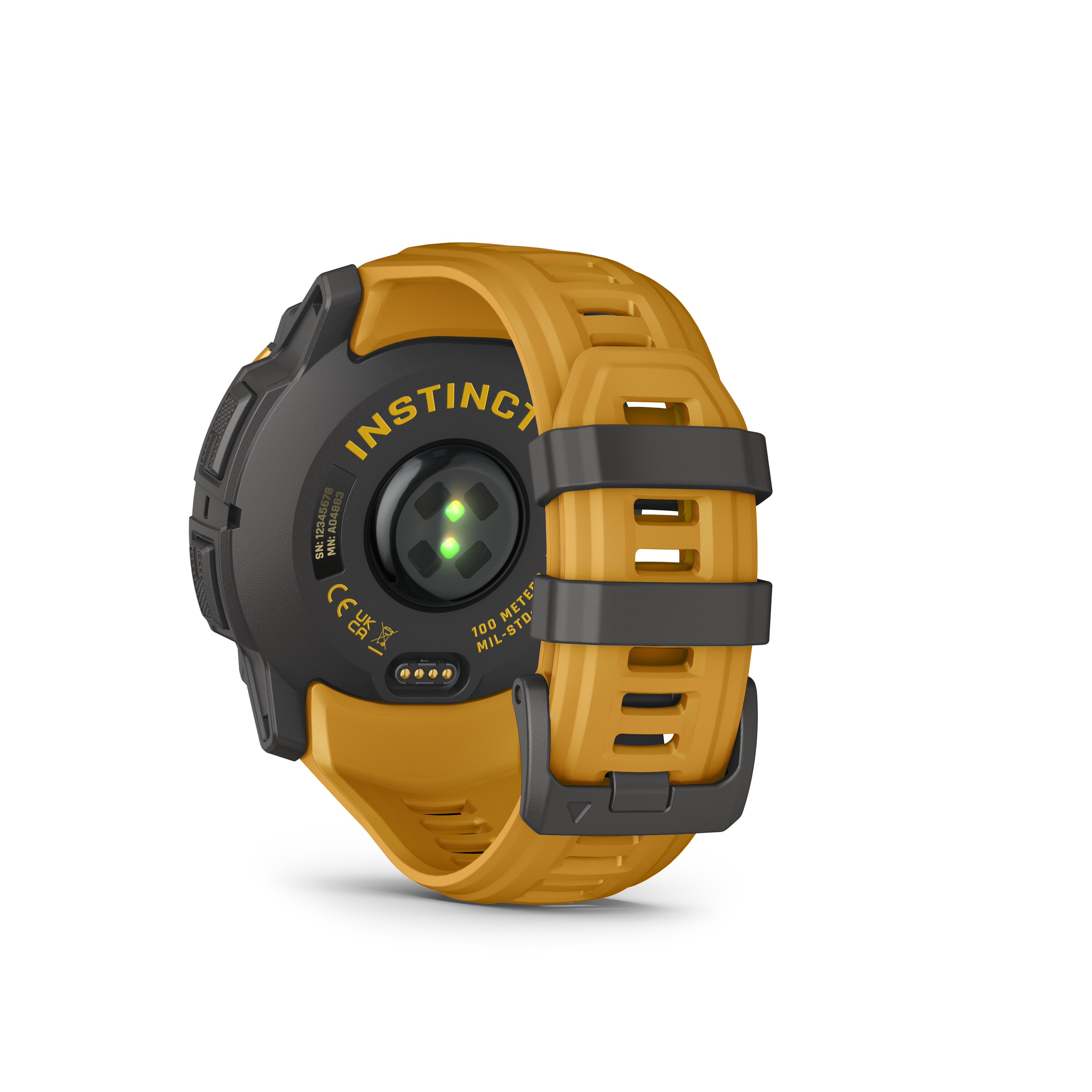 Garmin Instinct® 3 – 45 mm, Solar Amarillo ocre con correa en Amarillo ocre/gris