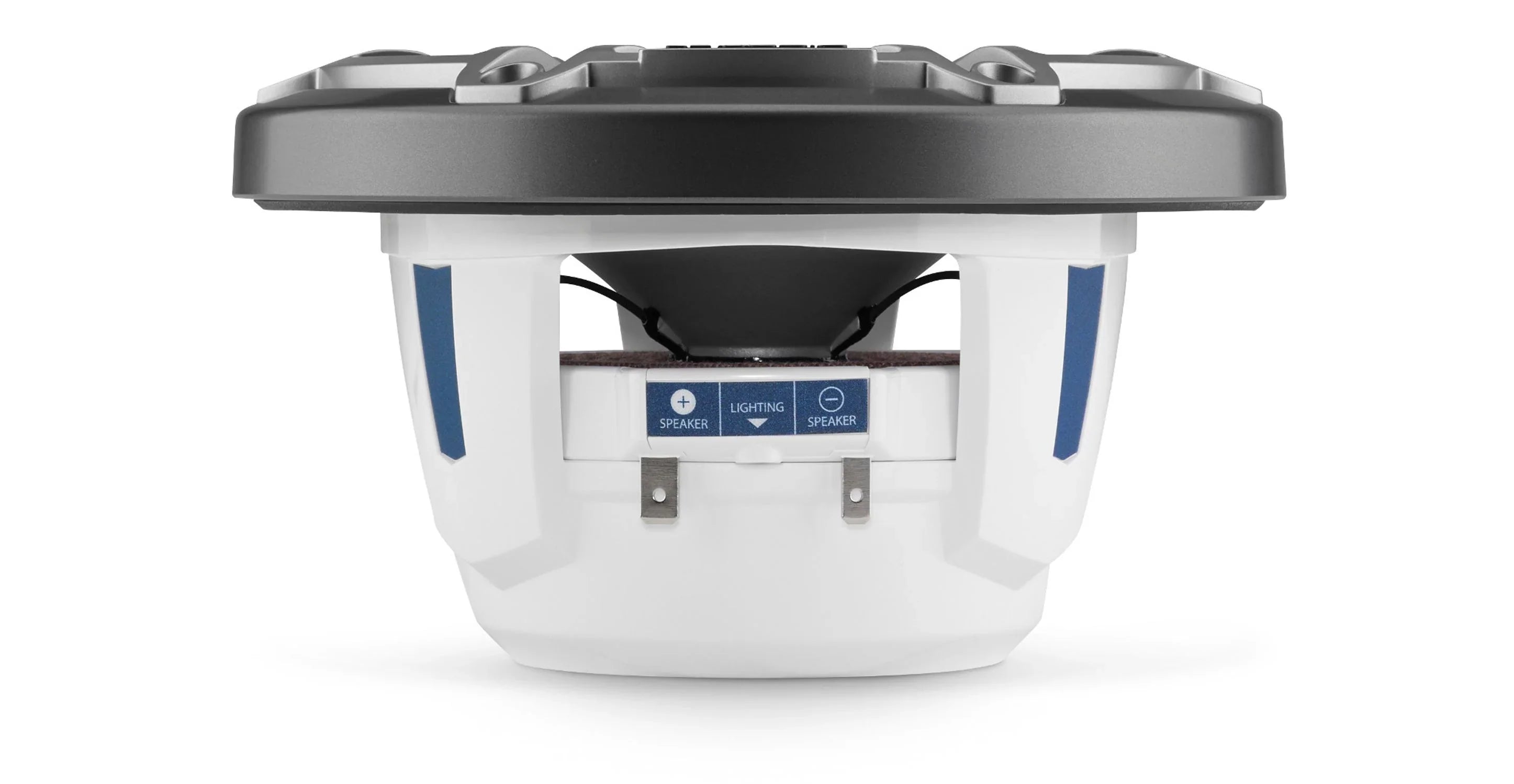 JL Audio M6-650X-S-GmTi Altavoces coaxiales marinos de 6,5 pulgadas (165 mm), aro de ajuste metálico gris, rejilla deportiva de titanio