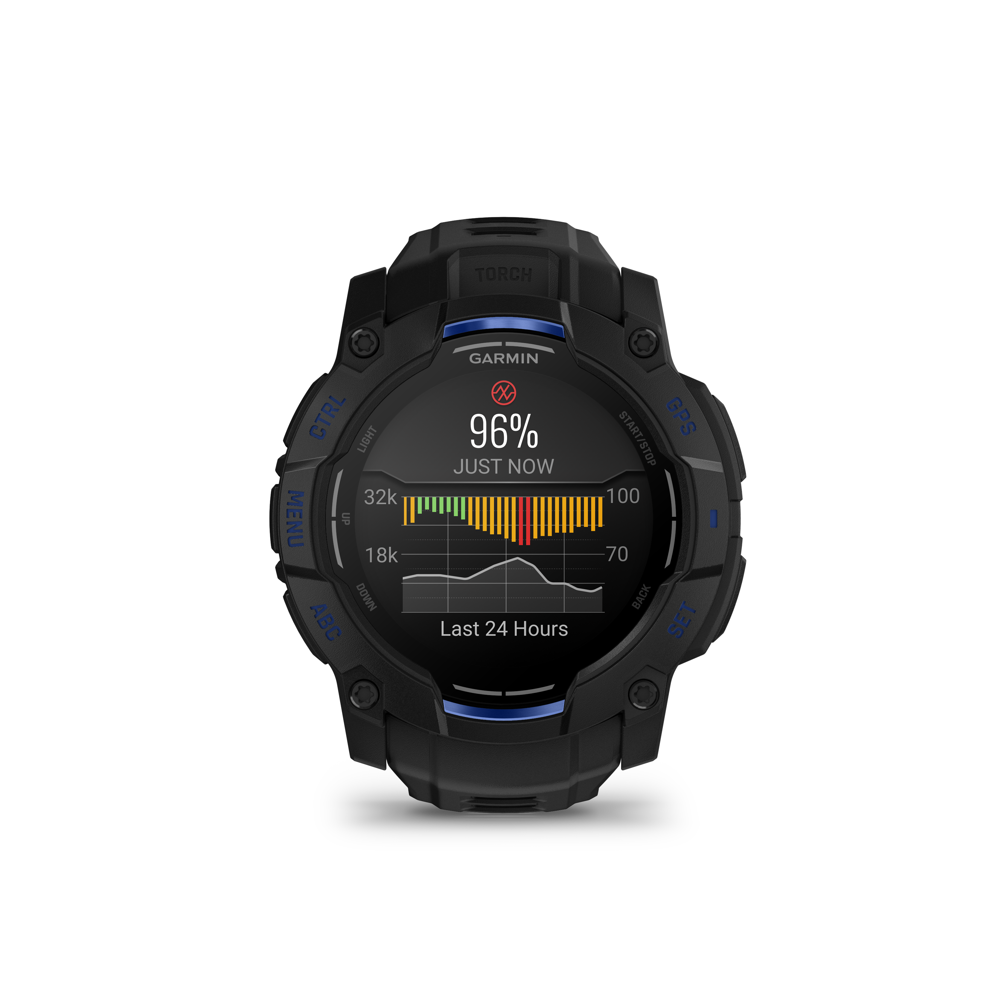 Garmin Instinct 3 – 50 mm, AMOLED Negro con correa de color negro/azul rayo