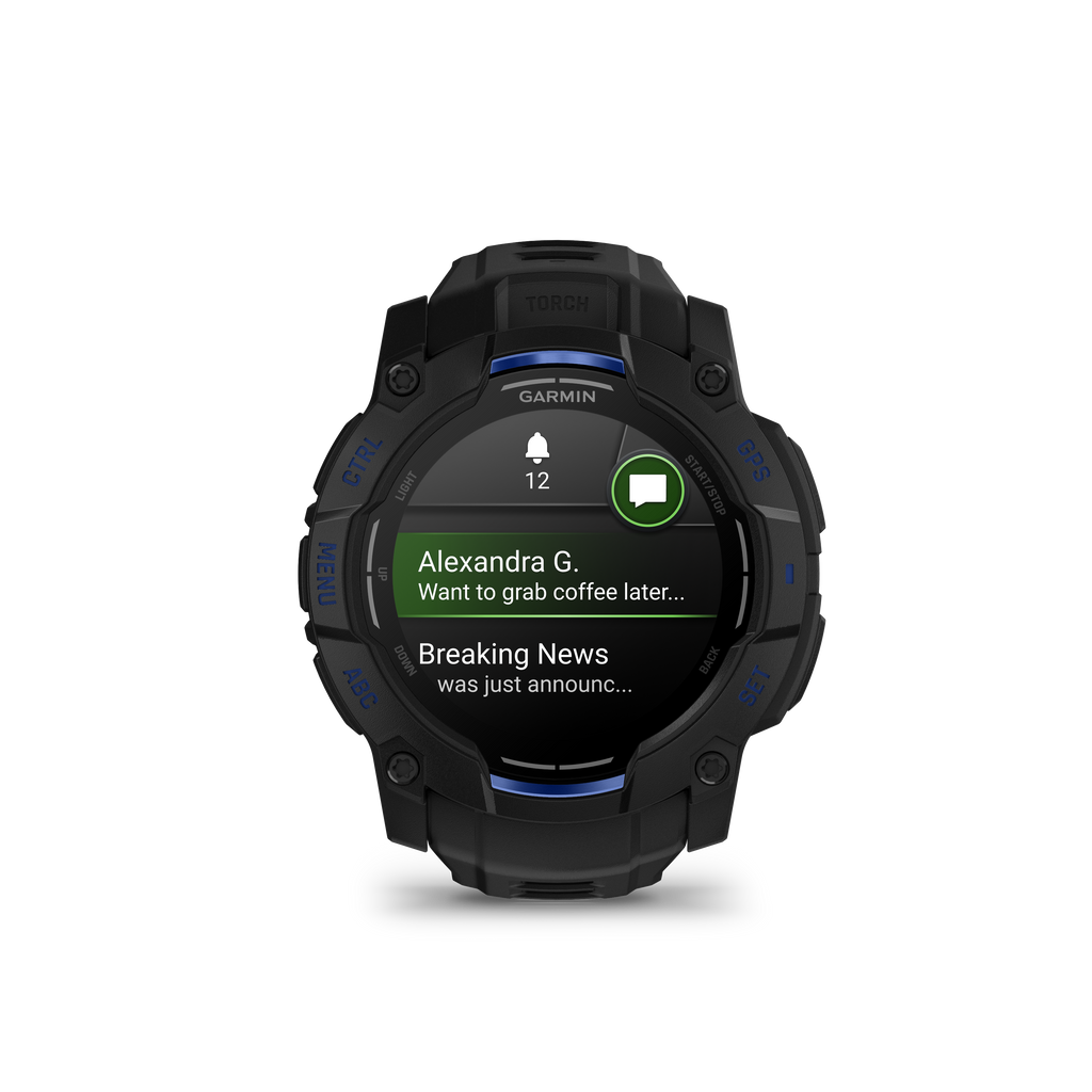Garmin Instinct 3 – 50 mm, AMOLED Negro con correa de color negro/azul rayo