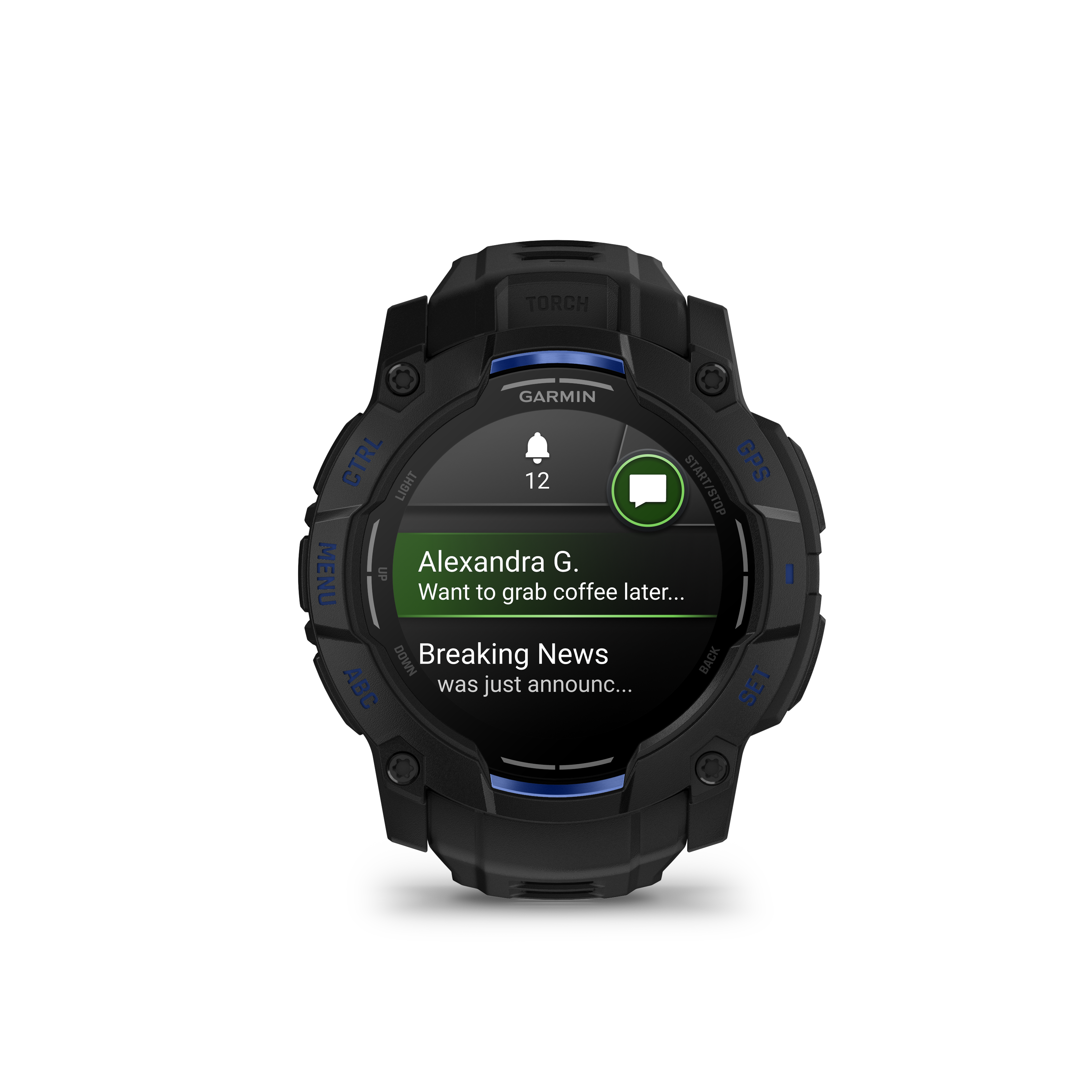 Garmin Instinct 3 – 50 mm, AMOLED Negro con correa de color negro/azul rayo